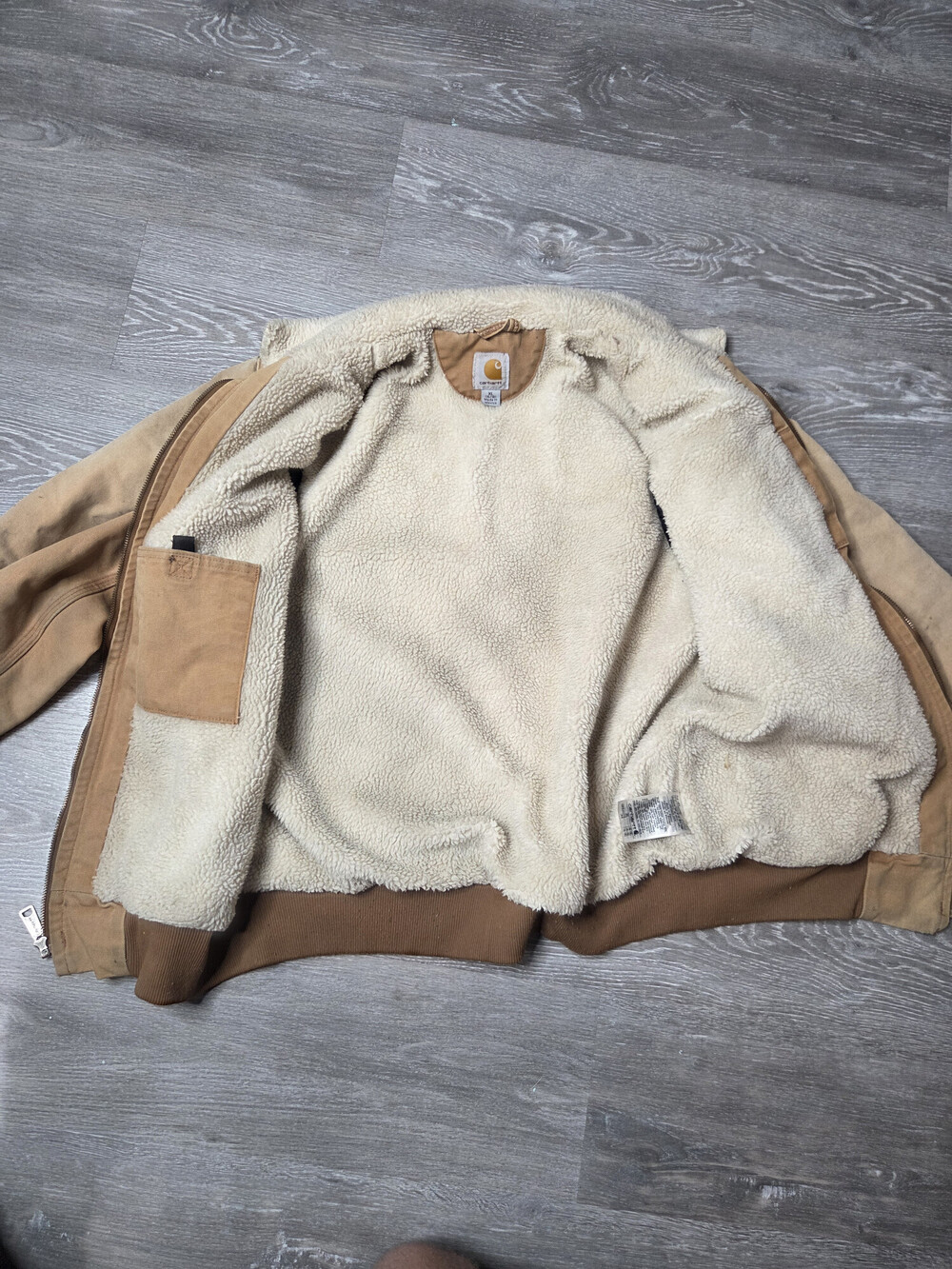 Carhartt Wildwood Womens XL Sherpa Lined Canvas Work Jacket Tan Brown - Picture 3 of 13